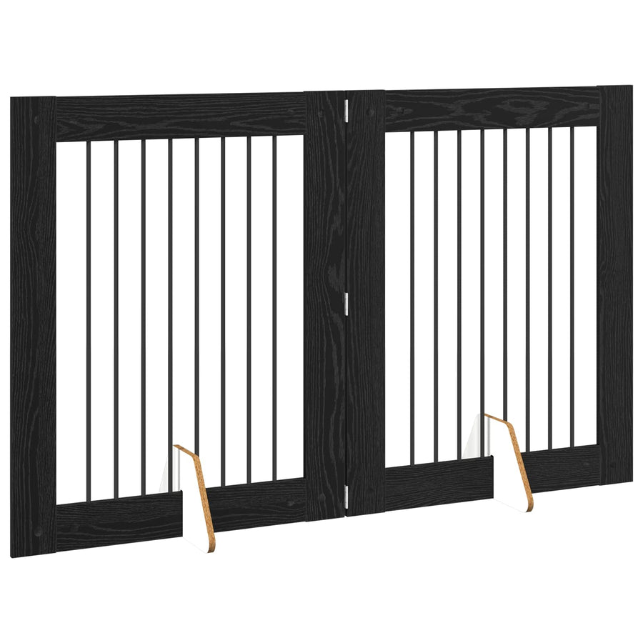 Hondenhekje met standaards 2 pcs Zwart eiken 80 x 100 cm