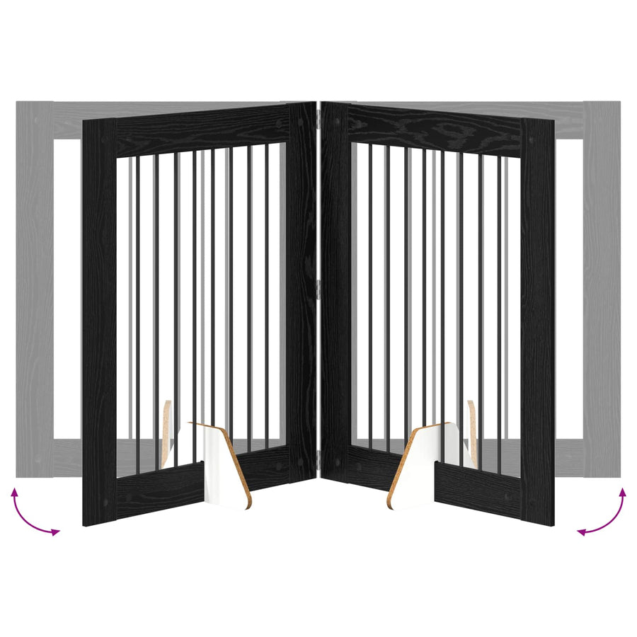 Hondenhekje met standaards 2 pcs Zwart eiken 80 x 100 cm