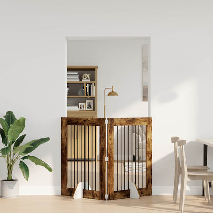 Hondenhekje met standaards 2 pcs Gerookt eiken 80 x 100 cm
