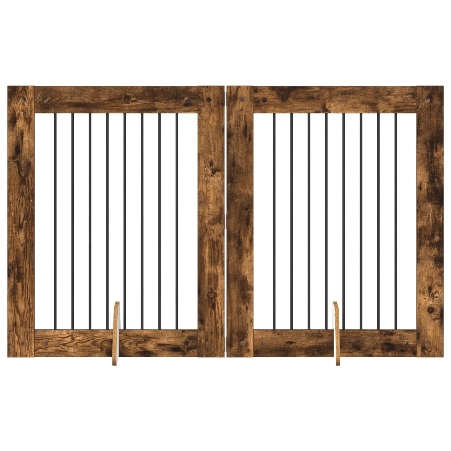 Hondenhekje met standaards 2 pcs Gerookt eiken 80 x 100 cm