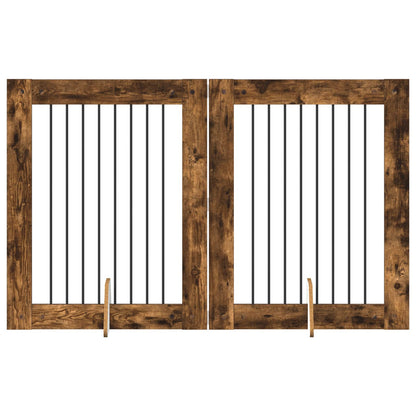 Hondenhekje met standaards 2 pcs Gerookt eiken 80 x 100 cm