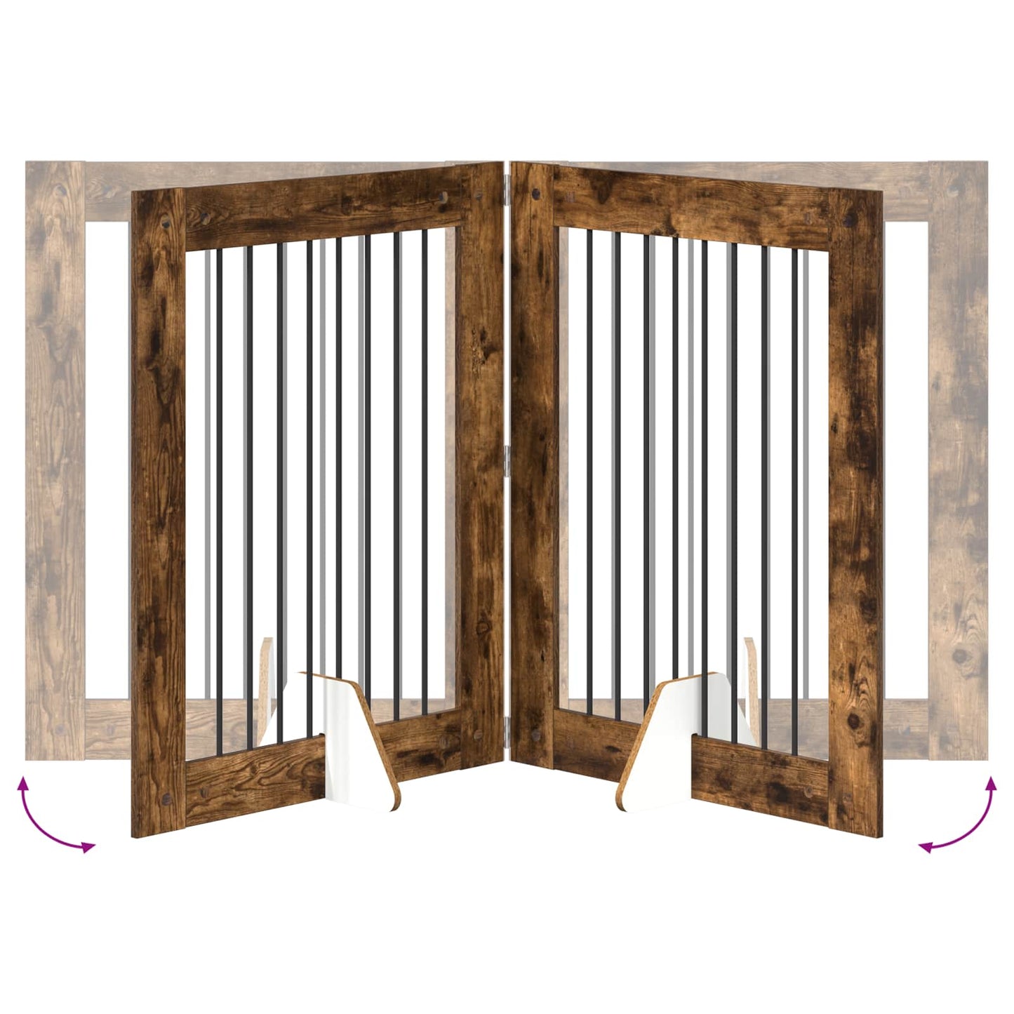 Hondenhekje met standaards 2 pcs Gerookt eiken 80 x 100 cm