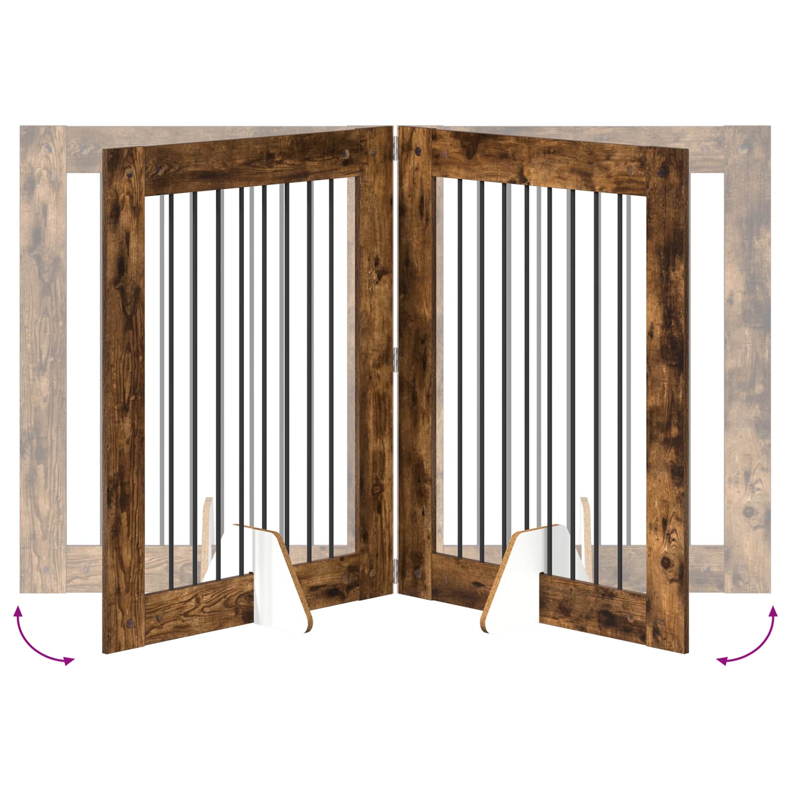 Hondenhekje met standaards 2 pcs Gerookt eiken 80 x 100 cm