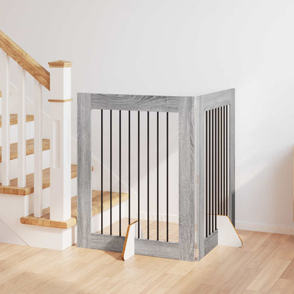 Hondenhekje met standaards 2 pcs Grijs sonoma 80 x 100 cm