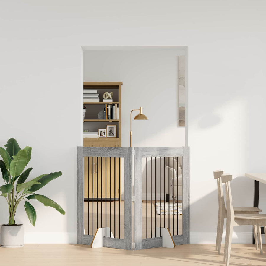 Hondenhekje met standaards 2 pcs Grijs sonoma 80 x 100 cm