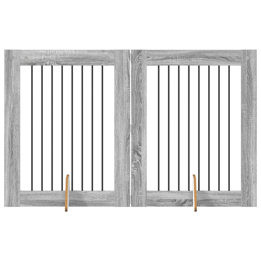 Hondenhekje met standaards 2 pcs Grijs sonoma 80 x 100 cm