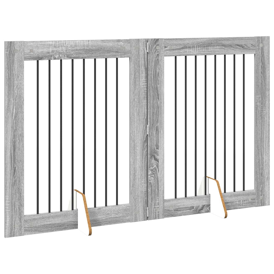 Hondenhekje met standaards 2 pcs Grijs sonoma 80 x 100 cm