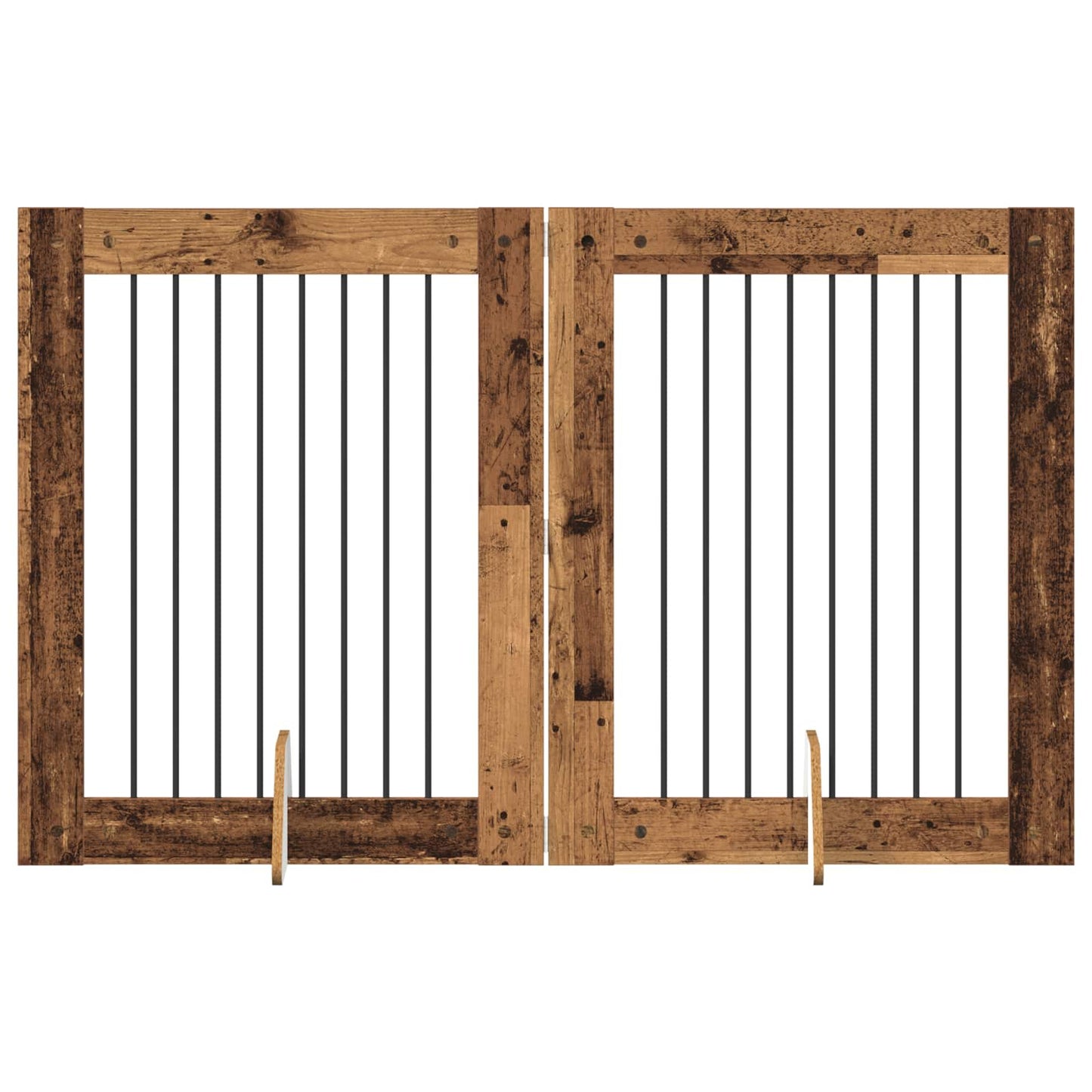 Hondenhekje met standaards 2 pcs Oud hout 80 x 100 cm