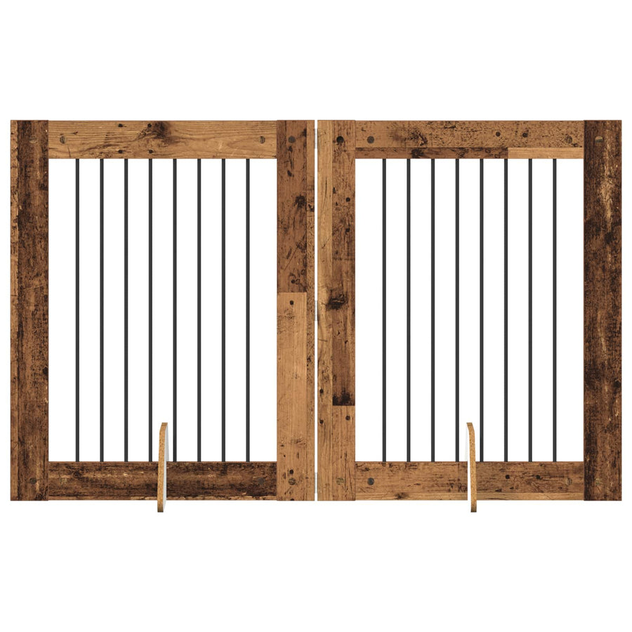 Hondenhekje met standaards 2 pcs Oud hout 80 x 100 cm