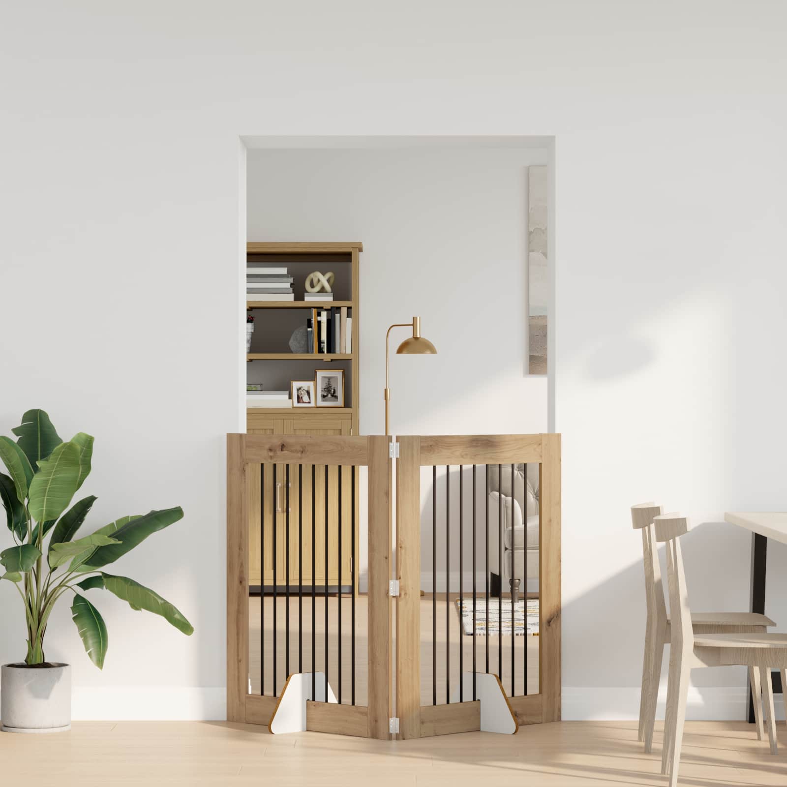 Hondenhekje met standaards 2 pcs Artisanaal eiken 80 x 100 cm