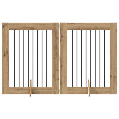 Hondenhekje met standaards 2 pcs Artisanaal eiken 80 x 100 cm