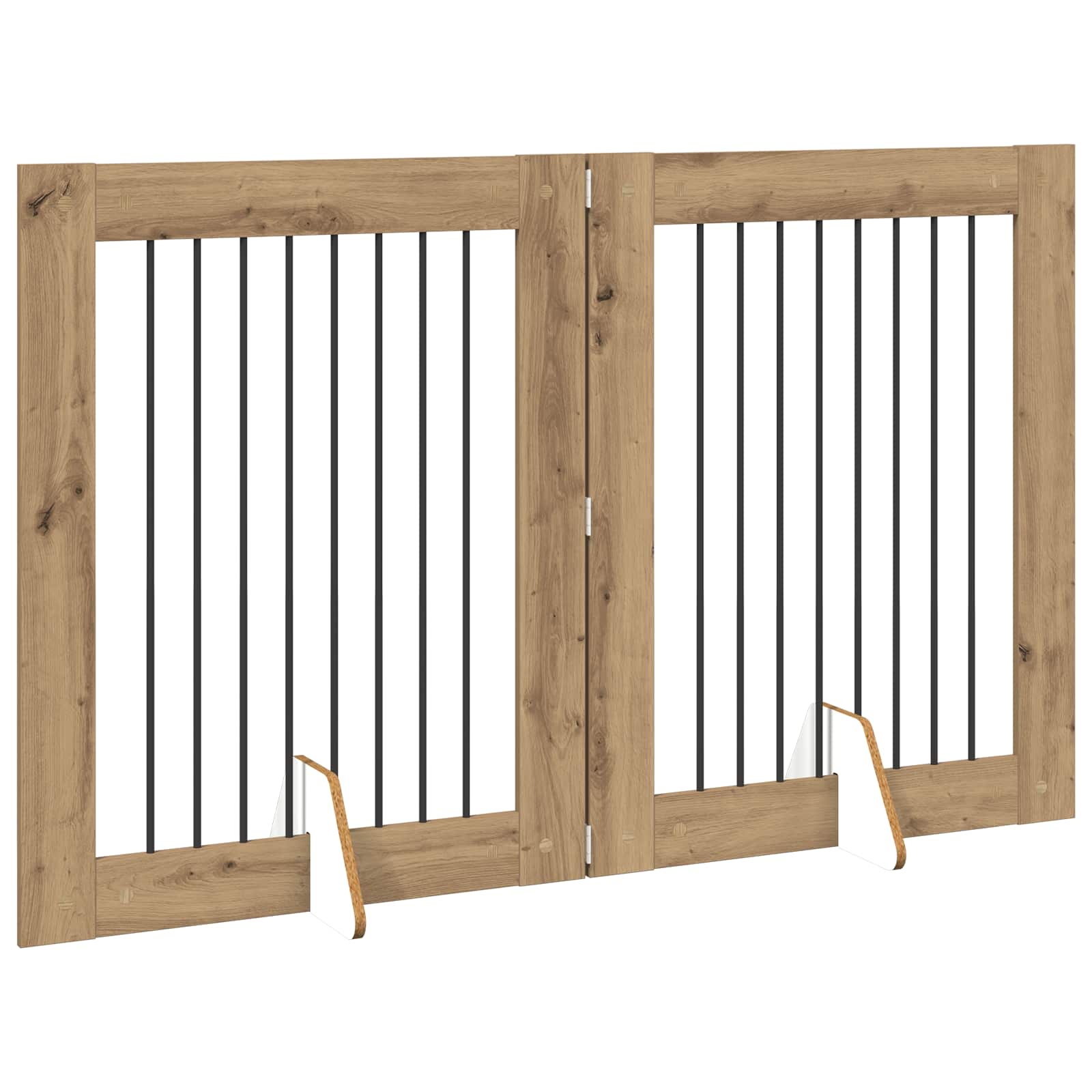 Hondenhekje met standaards 2 pcs Artisanaal eiken 80 x 100 cm