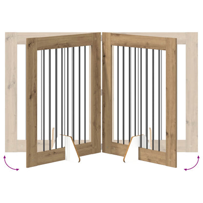 Hondenhekje met standaards 2 pcs Artisanaal eiken 80 x 100 cm