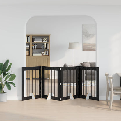Hondenhekje met standaards 4 pcs Zwart eiken 80 x 100 cm