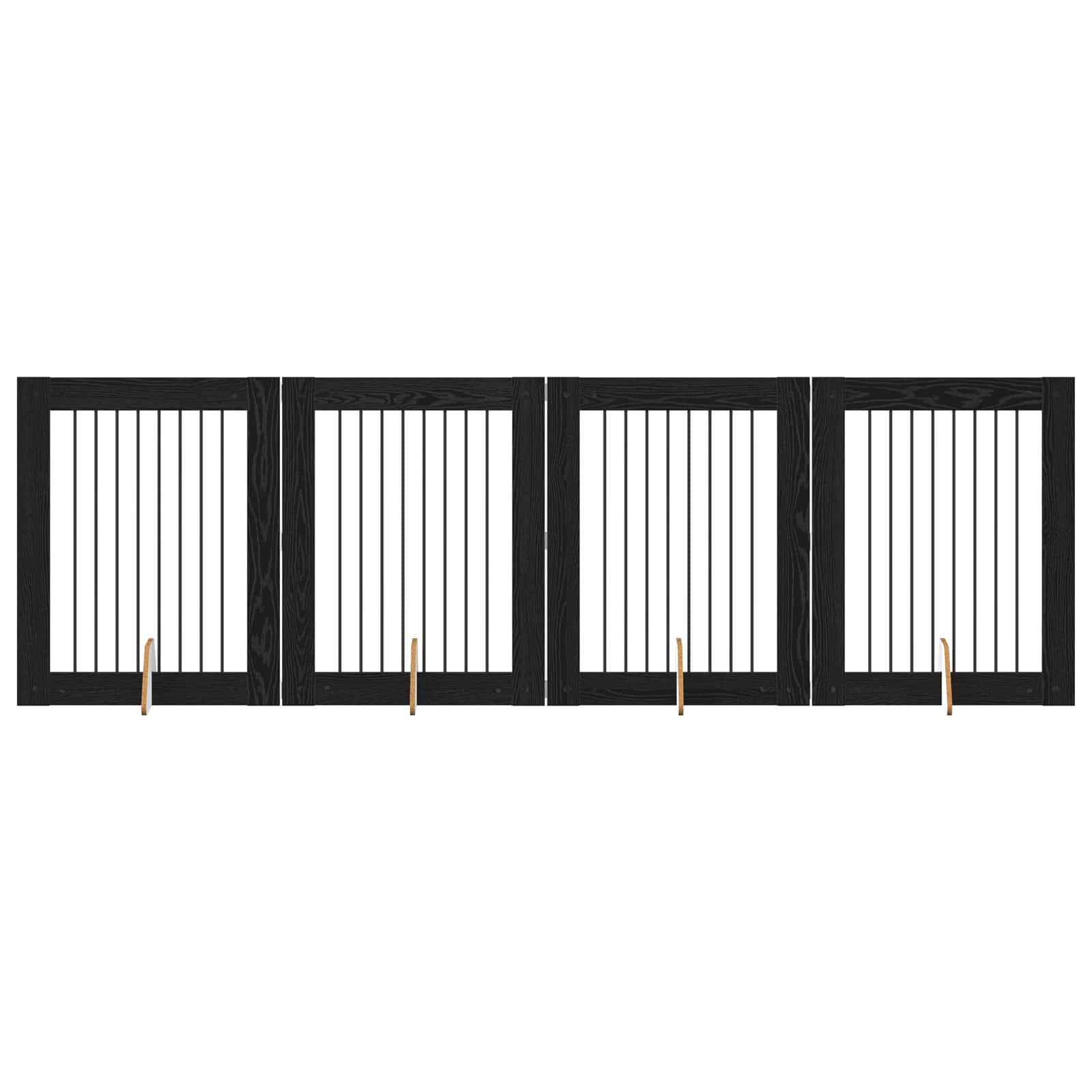 Hondenhekje met standaards 4 pcs Zwart eiken 80 x 100 cm