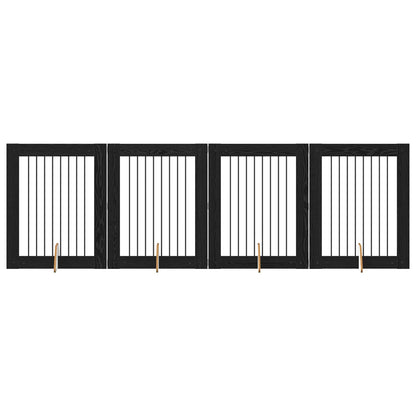 Hondenhekje met standaards 4 pcs Zwart eiken 80 x 100 cm