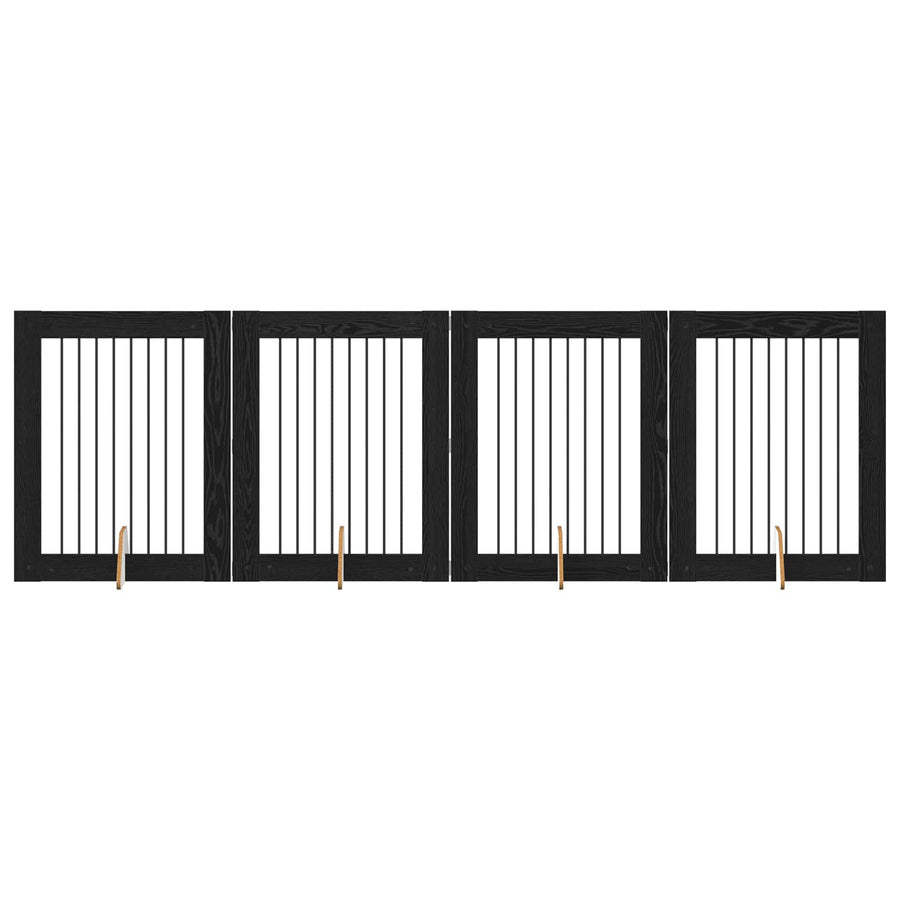Hondenhekje met standaards 4 pcs Zwart eiken 80 x 100 cm