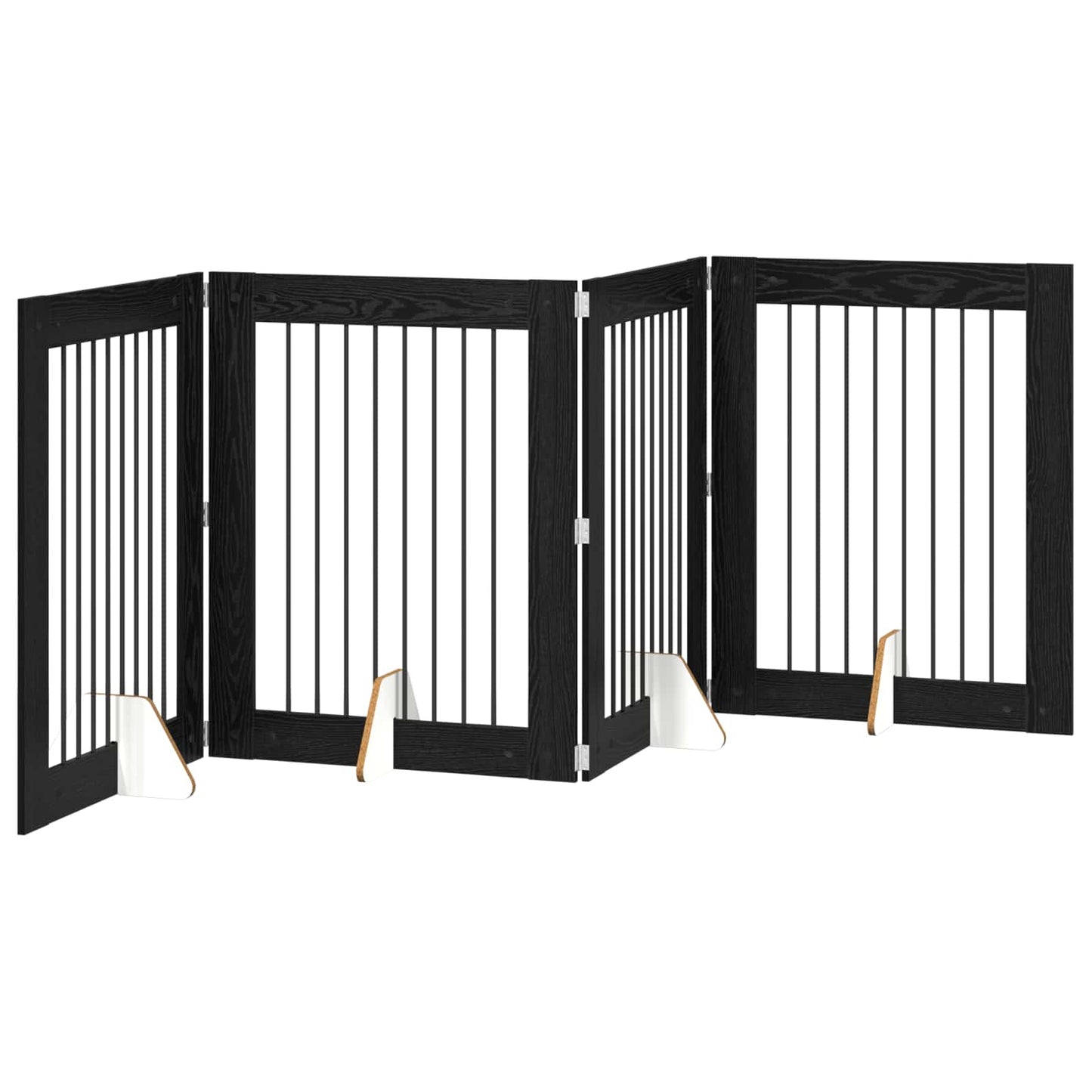 Hondenhekje met standaards 4 pcs Zwart eiken 80 x 100 cm