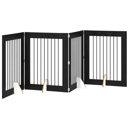 Hondenhekje met standaards 4 pcs Zwart eiken 80 x 100 cm