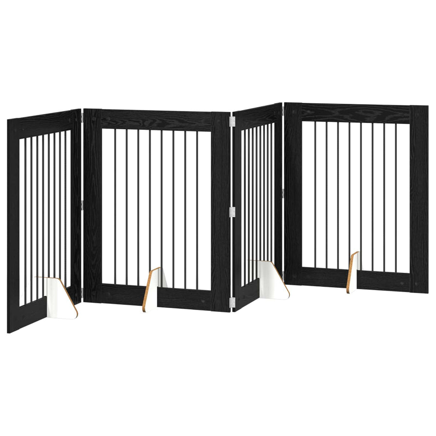 Hondenhekje met standaards 4 pcs Zwart eiken 80 x 100 cm
