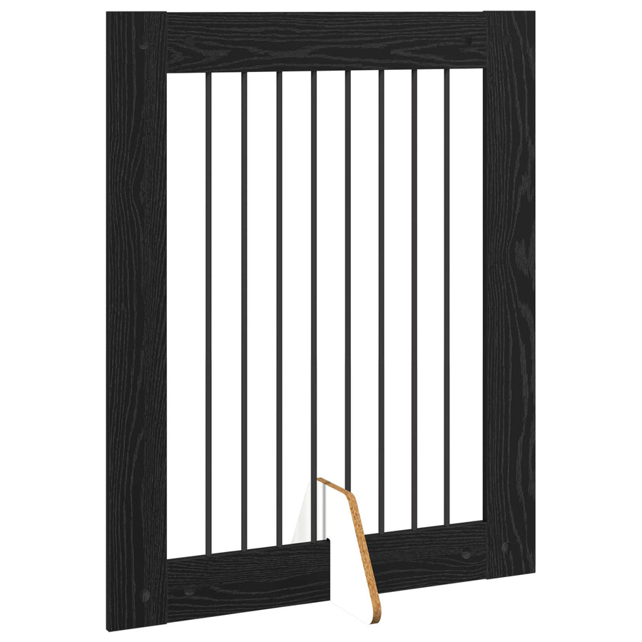 Hondenhekje met standaards 4 pcs Zwart eiken 80 x 100 cm
