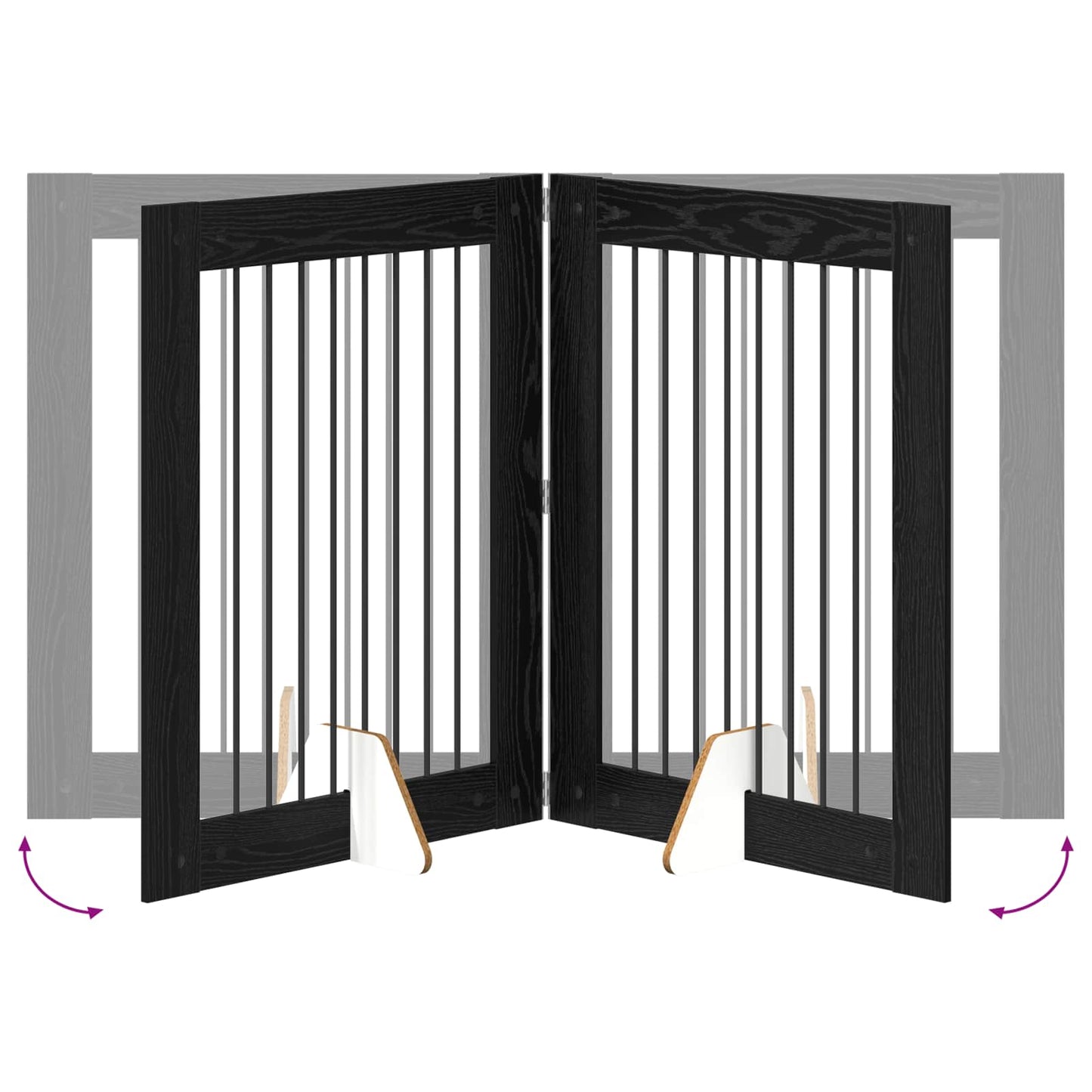 Hondenhekje met standaards 4 pcs Zwart eiken 80 x 100 cm