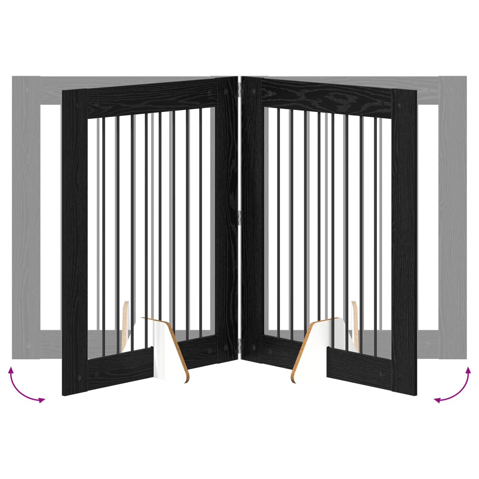 Hondenhekje met standaards 4 pcs Zwart eiken 80 x 100 cm