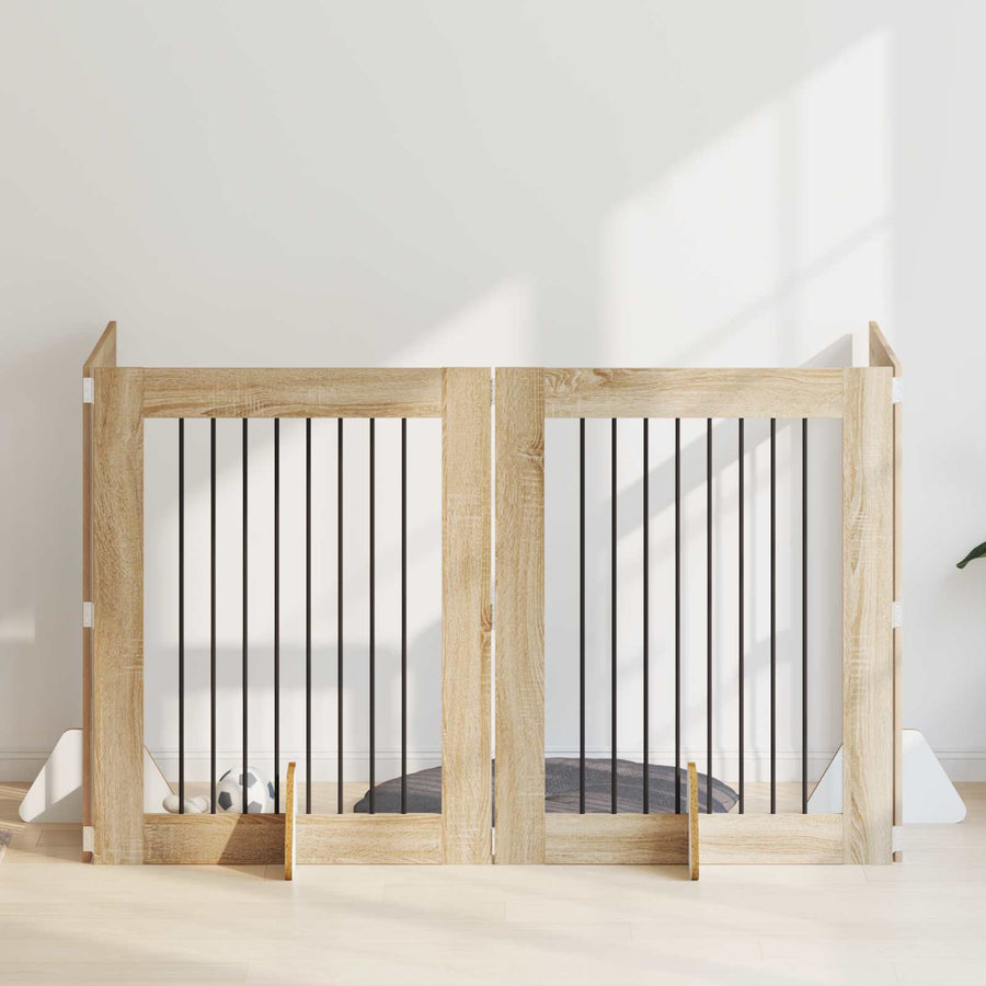 Hondenhekje met standaards 4 pcs Sonoma Eiken 80 x 100 cm