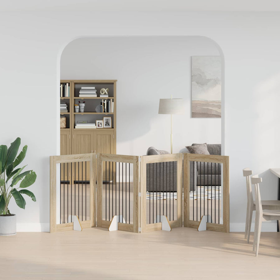 Hondenhekje met standaards 4 pcs Sonoma Eiken 80 x 100 cm