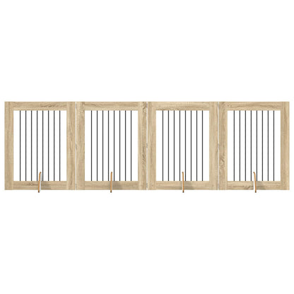 Hondenhekje met standaards 4 pcs Sonoma Eiken 80 x 100 cm