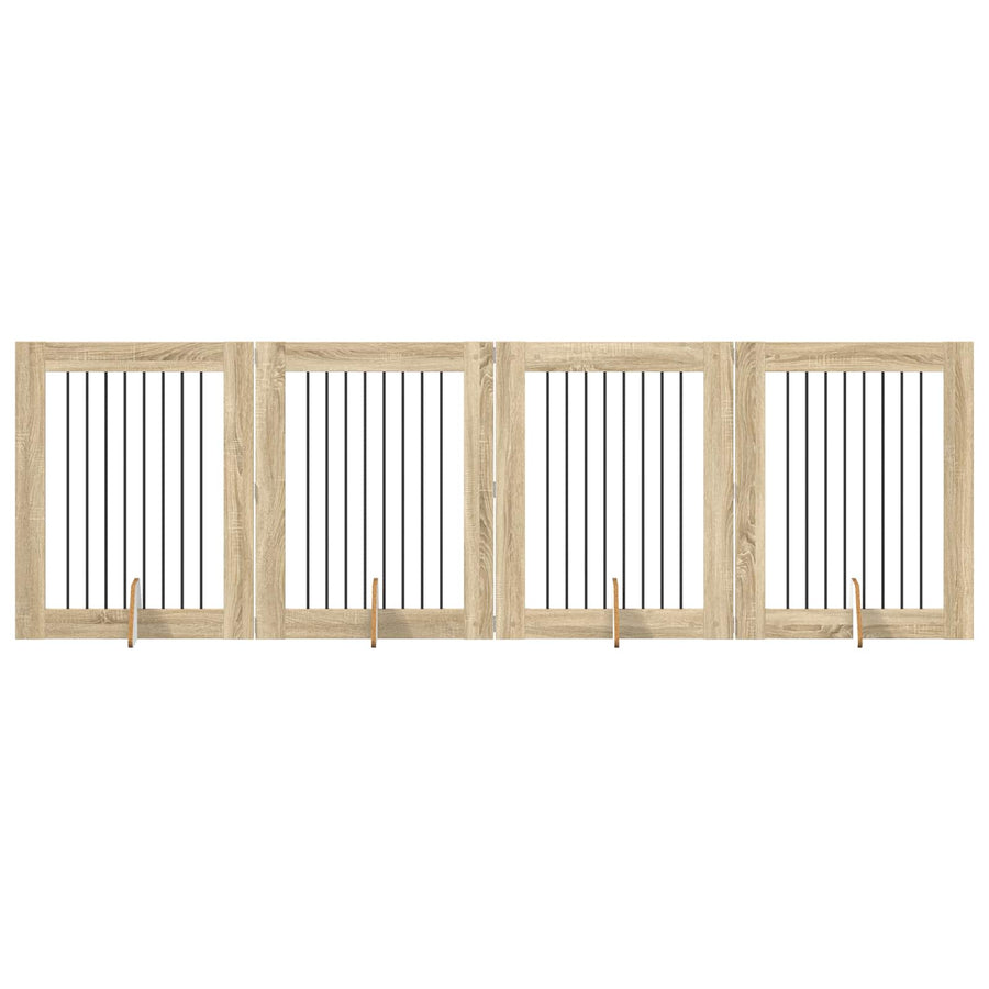 Hondenhekje met standaards 4 pcs Sonoma Eiken 80 x 100 cm