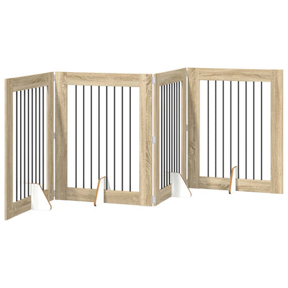 Hondenhekje met standaards 4 pcs Sonoma Eiken 80 x 100 cm