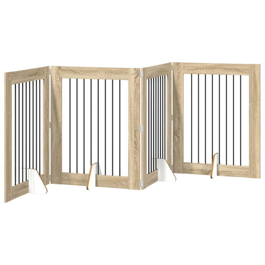 Hondenhekje met standaards 4 pcs Sonoma Eiken 80 x 100 cm