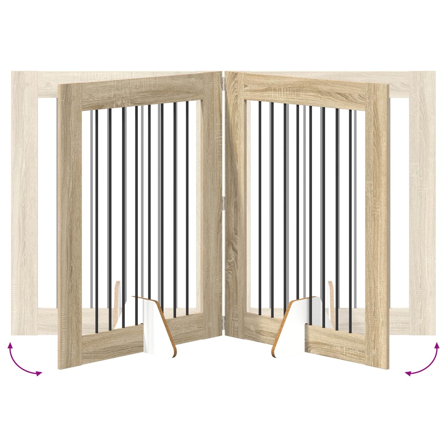 Hondenhekje met standaards 4 pcs Sonoma Eiken 80 x 100 cm