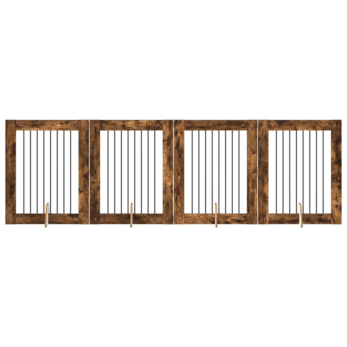 Hondenhekje met standaards 4 pcs Gerookt eiken 80 x 100 cm