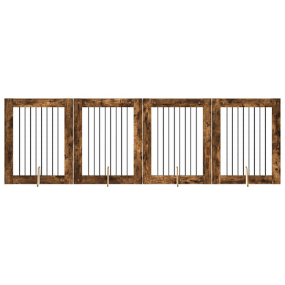 Hondenhekje met standaards 4 pcs Gerookt eiken 80 x 100 cm