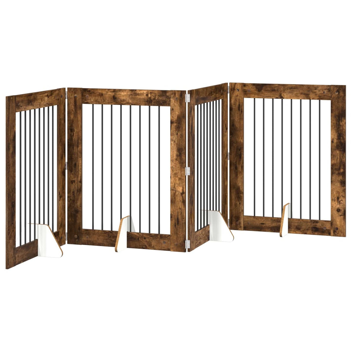 Hondenhekje met standaards 4 pcs Gerookt eiken 80 x 100 cm
