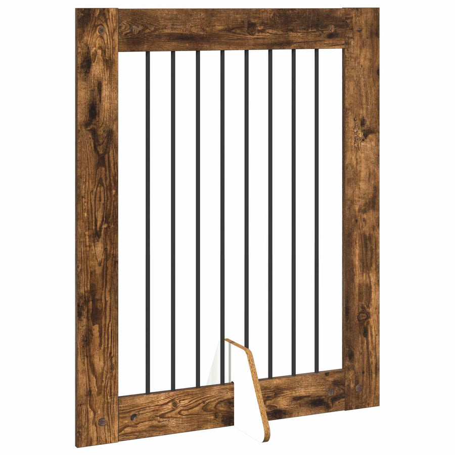 Hondenhekje met standaards 4 pcs Gerookt eiken 80 x 100 cm