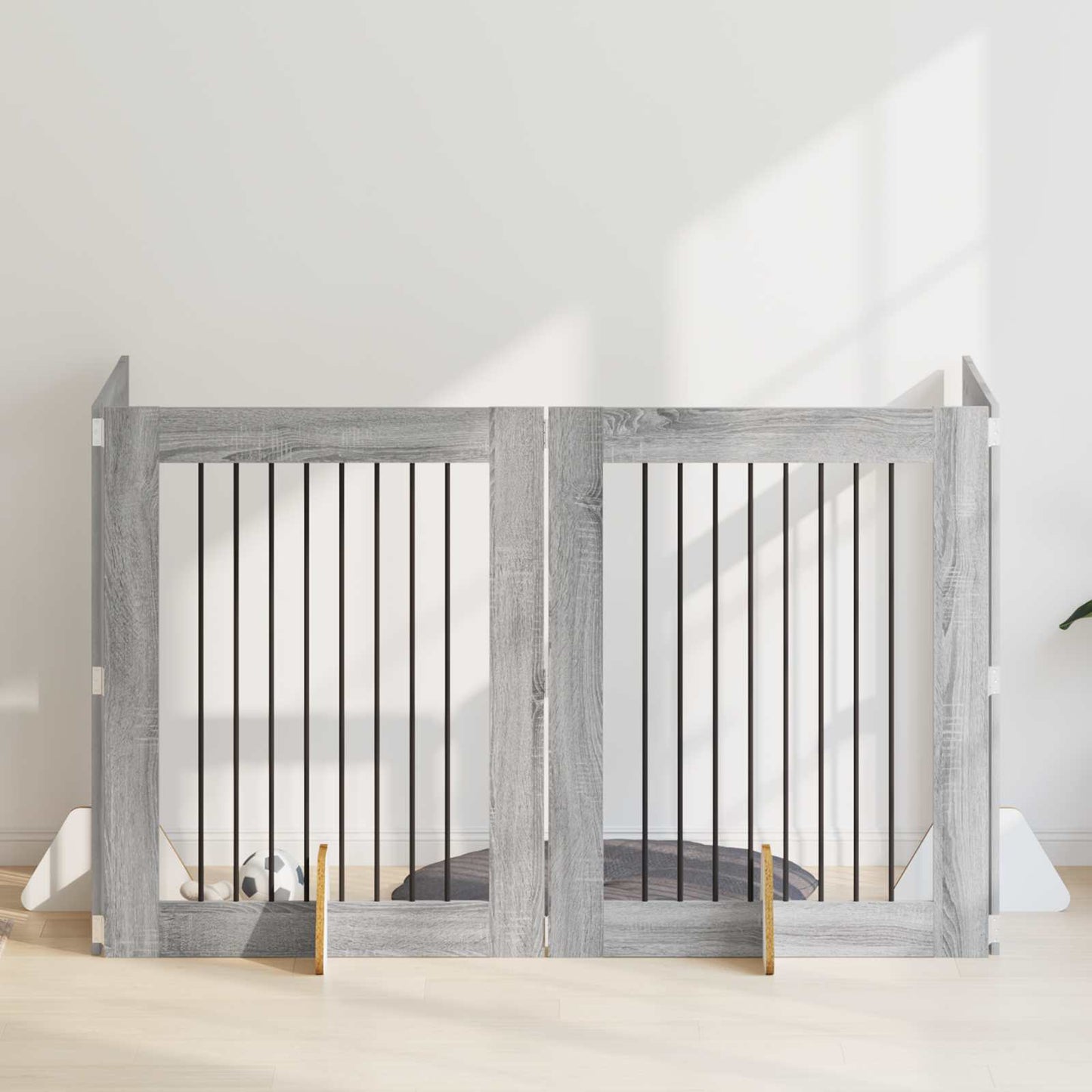 Hondenhekje met standaards 4 pcs Grijs sonoma 80 x 100 cm