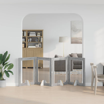 Hondenhekje met standaards 4 pcs Grijs sonoma 80 x 100 cm