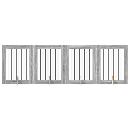 Hondenhekje met standaards 4 pcs Grijs sonoma 80 x 100 cm