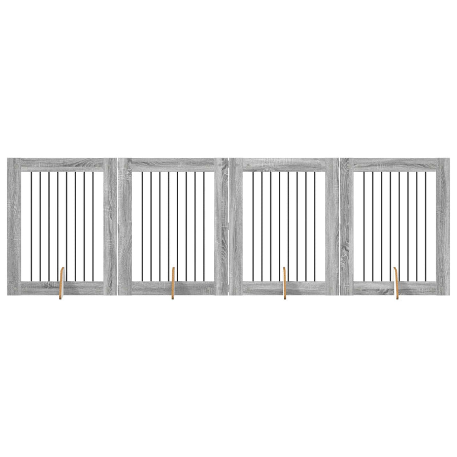 Hondenhekje met standaards 4 pcs Grijs sonoma 80 x 100 cm