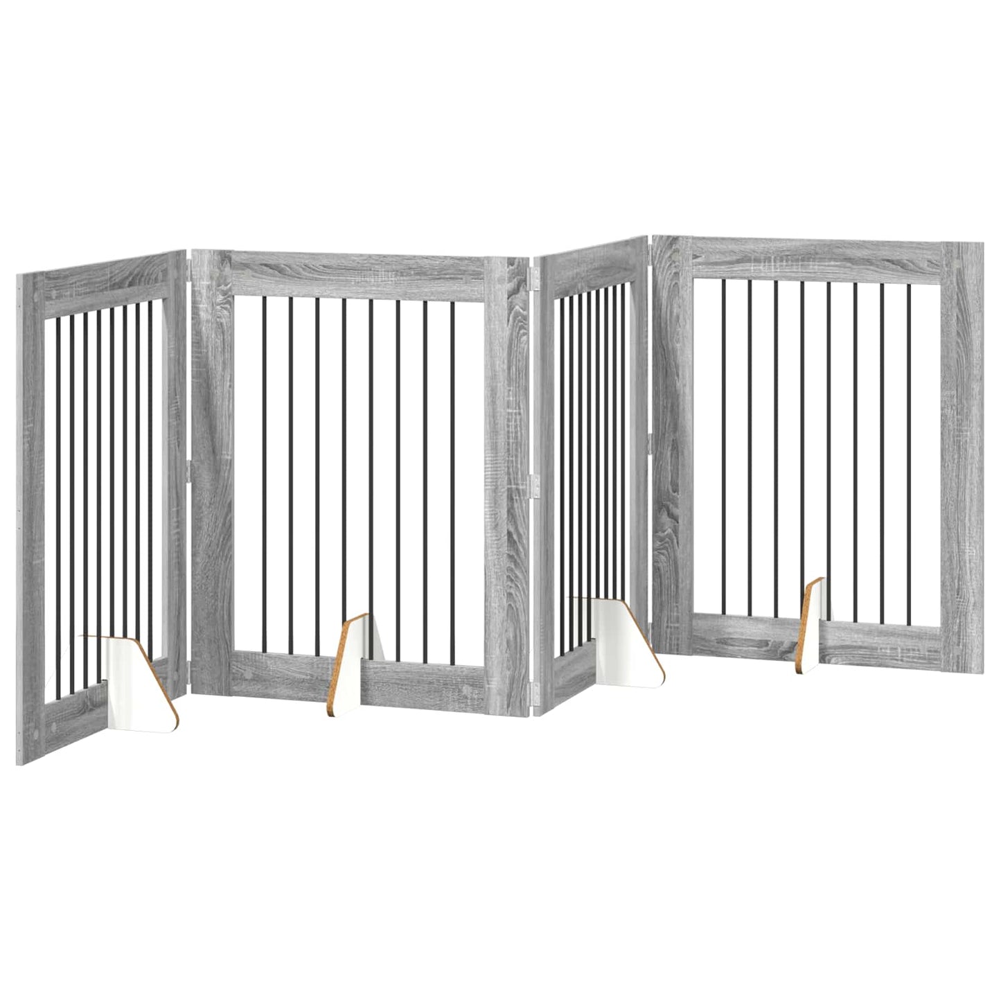 Hondenhekje met standaards 4 pcs Grijs sonoma 80 x 100 cm
