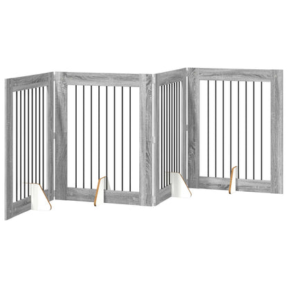 Hondenhekje met standaards 4 pcs Grijs sonoma 80 x 100 cm