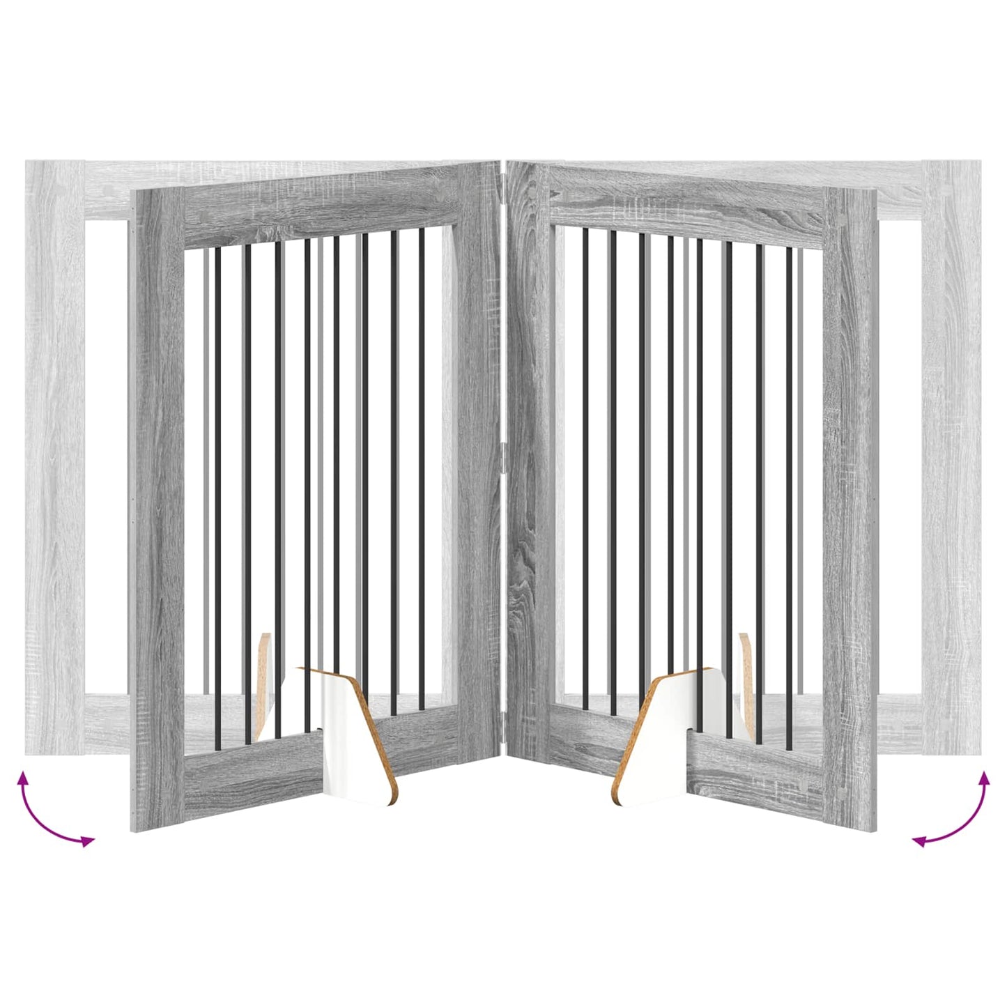 Hondenhekje met standaards 4 pcs Grijs sonoma 80 x 100 cm