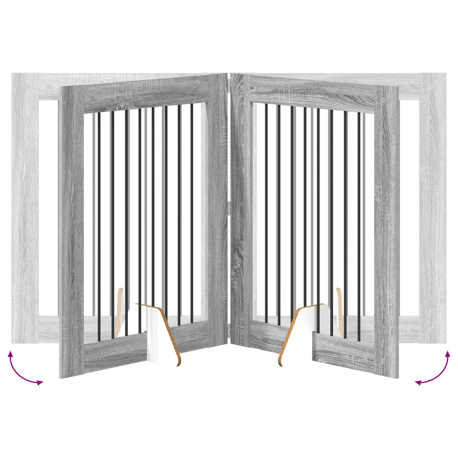 Hondenhekje met standaards 4 pcs Grijs sonoma 80 x 100 cm