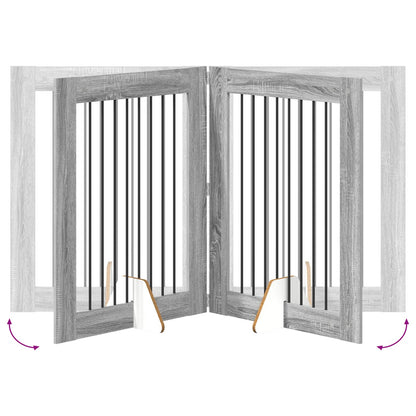 Hondenhekje met standaards 4 pcs Grijs sonoma 80 x 100 cm