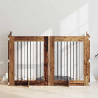 Dog gate with stands 4 pcs Old wood 80 x 100 cm