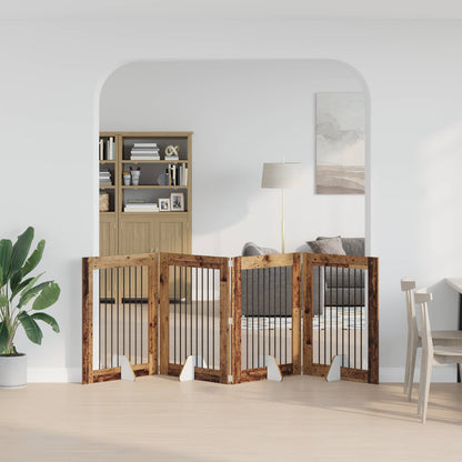 Hondenhekje met standaards 4 pcs Oud hout 80 x 100 cm