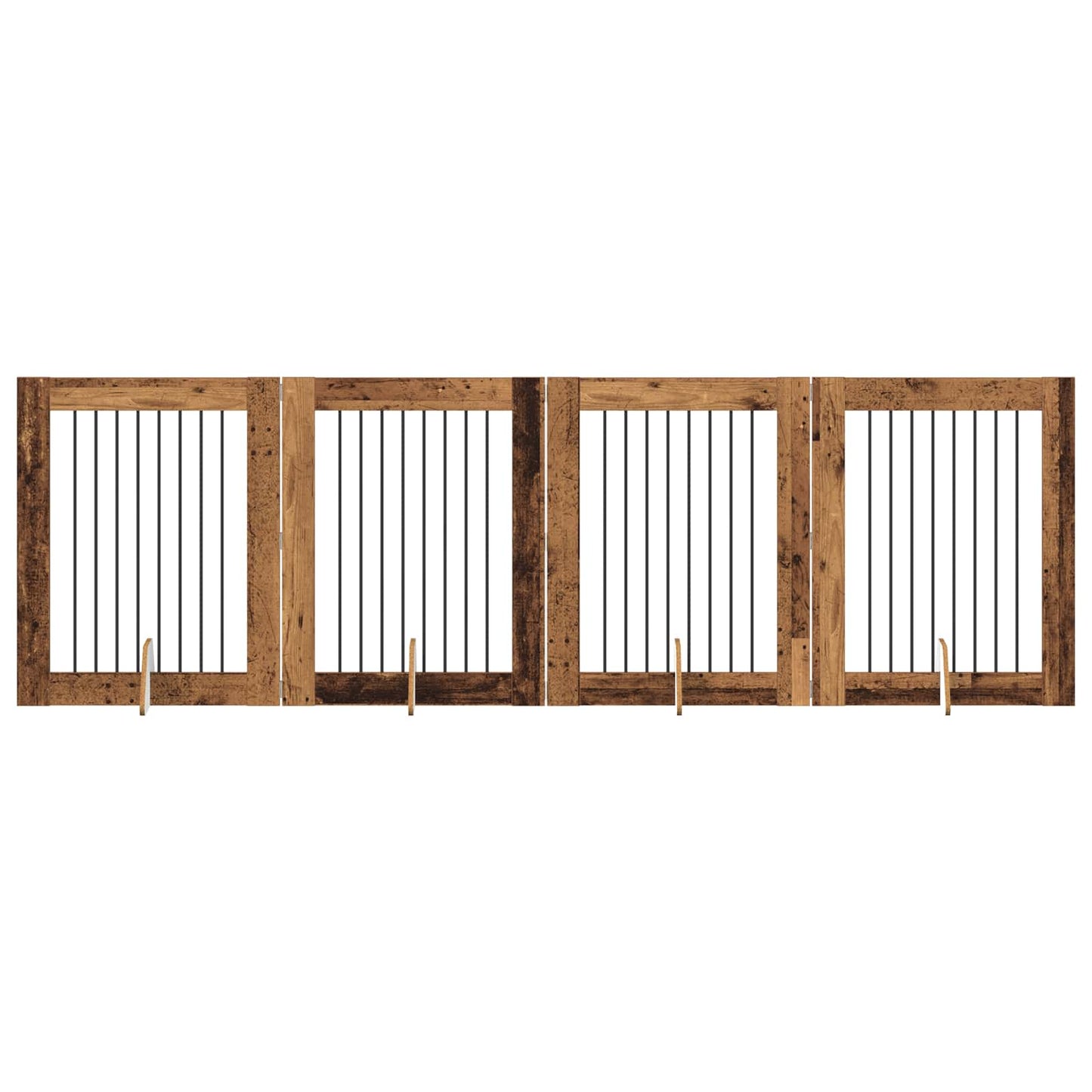 Hondenhekje met standaards 4 pcs Oud hout 80 x 100 cm